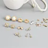 Stud Earrings Vintage Geometric Flower Set For Women Water Drop Imitation Pearl Earring Girls Party Jewelry Gift 9Pairs/Set