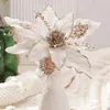 Flores decorativas 28 cm de natal artificial veludo penteado pó de flor flor -flor árvore pendurada em casa Navidad Gifts Ano de festa decoração