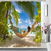 Shower Curtains 3D Seaside Sandy Beach Scenery Pattern Bath Curtain Waterproof Fabrics Bathroom Products