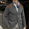 Maglione a manicotto giuntato con cardigan maschile a petto a petto a pezzi a maglia a maglia a maglia a maglia con colore patchwork per l'inverno