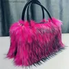 Other Bags Totes Luxury Plush Faux Fur Handbag - Y2K Sparkling Chic Lightweight with Stripe Design Secure Zip Closure