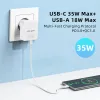 EU / US / KR PLIG PD 35W USB C CABLE QC3.0 TYPE C GAN CHARGEUR FAST pour l'iPhone 15 Pro Samsung Xiaomi Huawei Universal Quick Charger