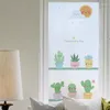 Pegatinas de ventana Cactus en maceta Película personalizada en vidrio sin pegamento Palabas de privacidad manchada de la oficina de la oficina del baño decoración del hogar