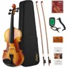 Set di violino 4/4 EASTAR - Violino a legna massica a grandezza naturale per adulti con custodia rigida, braccialetto spalla, rosina, due archi, sintonizzatore di clip, stringhe extra EVA -330