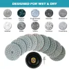 11 pcs 4 pouces 100 mm Poussinets de polissage en diamant kit humide / sec pour en granit pierre en béton de polissage en marbre Utilisation de disques de broyage