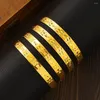 Bracelet 4pcs Gold Color Largeur 8 mm Taille des bijoux hawaïens bijoux polynésiens floraux Bangles Bangles Girls Birthday Party