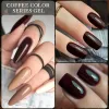 Gel 10pcs Coffee Color Gel Polhnest Conjunto de preto marrom Earth semi permanente gel UV Chocolate Autumn Winter Mergulhe de envernizar o verniz de gel de unha