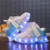 USB CARRO CRIANÇAS Tênis Light Up Running Shoes Casual Garotas Meninas Vestindo sapatos de esportes LED LED SHOPOS LUMOS BRILHANTES 240401