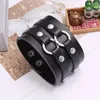 Pulseira 1pc de couro genuíno estilo punk punk pulseira de couro duplo em camadas para homens mulheres ano de Natal Festa de aniversário presentes