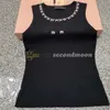 Luxury Letters Print Vest Women Crystal Neck Tanks Top Round Neck Knitted Tops Casual Style Vests