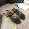 topkwaliteit merk sandalen Designer Slipper Woman Sliders zomer platte muilezel luxe lederen casual schoen sexy licht goud Logo Sandale Beach Slide Dames Loafer