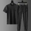 Men Outfit Mens Summer Pleated Tracksuit Set Soft Breathable Shirt Pants Twopiece Casual Sports Suit for Daily Wear High Ice 240408