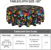 Table Cloth Colorful Mexican Flowerand Bird Tablecloth Round Cover Washable Polyester For Kitchen Party Picnic Dining