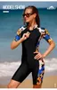 Women's Swimwear SBART Women UV Protection One Piece Professional WaterProof Surfing Diving Suit Lady Short Sleeve Front Zipper Beach Rash