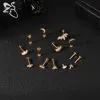 ZS 1PC 925 Sterling Silver Lip Ring Gold Color Labret Lip Stud Snake Cross Star Lip Piercing For Mull Men Men 16G Brincho de cartilagem