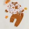 Clothing Sets Pumpkin Print Baby Girls Boys Halloween Outfits Infant Clothes Long Sleeve Tops Pants 2PCS Set Toddler Fall Casual Tracksuit