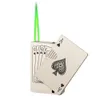 Creative Cool Green Flame Play Card Lżejszy metalowy wiatroodpornik Play Karta Lżejsza zabawa Przenośna przenośna męska