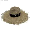 Chapeaux à bord large chapeau seau de blé paille de blé papyrus d'été femme paille chapeau creux design coloré