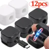 1/12PCS Magnetic Cable Clips Square Magnet Holder Wire Cord Organizer with Double Sided Adhesive Tape Home Office Storage Tools