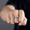 Clusterringe Vintage -Schriftzug bis zum Tod Weiteröffnungsring für Männer Silber Farbe Persönlichkeit Metall Finger Männlich Punk Party Schmuck Geschenk