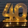 Dekorativa figurer LED -upplysta nummer däckstopp Display Age Sign Perfekt gåva till födelsedagen 2024 C9GA