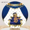 Royal Blue Crown Prince Birthday Round Backdrop Cover Boys Girls Baby Shower NEGHNABE DECAZIONE NECCHI