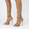 Dress Shoes Star style luxurious crystal embossed wrap womens sandals slim high heels gladiator summer wedding promotional shoes H240409 Q5P2