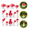 Décorations de jardin 14 pcs champignons mousse microlandscape fleur pot mini décoration décoration bonsai résine statue rouge