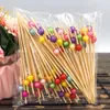 Forks 80/100pcs Bambu Pick Buffet Cupcake Heart Flower Fruit Fark Party Salad Stald Stick Cocktail Skewer para decoração de casamento