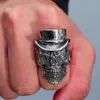 Punk Hip Hop Skull Magician Ring For Men Fashion 14K Gold Biker Skull Ring Personality Jewelry Gift