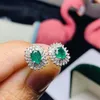 Stud -oorbellen Natuurlijk Emerald Colombiaans 925 Zilver voor vrouwen edelsteen met certificaat