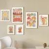 Bunte Vintage abstrakte Wandkunst Sonnenblume Pilzautos Auto Sonne Leinwand Poster Drucke Nordische Bilder Wohnzimmer Dekor Gemälde