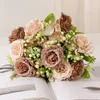 Simulazione decorativa Simulazione Peonia Hydrangea Bouquet Silk Fino Flower Verde Green Restauranto Decorazione Rosso Artificiale Classico