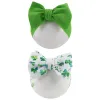 2Pcs/Lot Green Headbands for St Patrick's Day Clover Bow Headwraps Baby Girls Bullet Fabric Hairbands Kids Hair Accessories