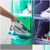 Kleding Garderobe Opslagschoenen Dozen Voice Regeling LED Sneaker Magnetische zijde Open schoenschoen Display Case Organisator Clead Plastic Contai DH7AZ