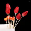 Party Decoration 100st Plastic Transparent Chocolate Ball Holder Flower Candy Bouquet Packaging Diy Stem Fixed Base