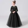 Princess Green Black Blue Jewel Long Sleeves Girl's Birthday/Party Dresses Girl's Pageant Dresses Flower Girl Dresses Girls Everyday Skirts Kids' Wear SZ 2-10 D409304