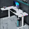 Doppi di computer a doppio computer di lusso con tavolo da gioco d'angolo leggero RGB Desktop scrivania per la casa per la camera da letto di apprendimento semplice mobili per ufficio