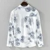 Męskie koszule swobodne koszule w stylu Japonii drukowane poliester dla mężczyzn 2024 wiosenna moda Los Lose Bluzka Młodzież męska przystojna miękka miękka