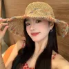 ワイドブリム帽子韓国の女性春と夏の麦わら帽子海辺の中空の通気性ビーチ段階的な変化大きなイーブファッションサンキャップ