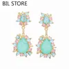 Brincos dangles cor artificial safira mare azul de moda elegante de luxo de luxo de alta qualidade feminino