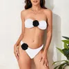 Kvinnors badkläder 2 bit stropplös bikini 2024 3D Rose Kvinnlig Kvinna Bandeau Swimsuit Bathers Bathing Swimming Strandkläder sommar