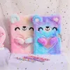 Planners Writing Diary With Lock Keys Furry Cute Gifts Animal Cat Kids Secret Girls School Plush Notebook Drawing