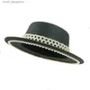 Breite Krempe Hüte Eimer Hüte Perle Fedora Hut flacher Top Jazz Filz Hut Frauen Französische elegante Hut Unisex Heißer Diamant Herbst Winter Fedora Hut Breitkram Panama Y240409