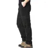 Pantalon masculin grande poche lâche salopes extérieure jogging jogging militaire tactique élastique taille pur coton occasionnel
