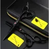 Professional Giappone 440c 5,5 '' 6 '' gemma rossa Scissori per capelli tagli neri che tagliano taglio di capelli di diradamento a forbici per capelli