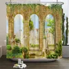 Tende per doccia 3d arco giardino tende paesaggistica antica stampa di architettura decorazioni per la casa in tessuto impermeabile in tessuto impermeabile