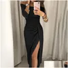 Urban Sexy Dresses Spring Summer Women Clothes Elegant Long Dress Y Club Evening Party Off Shoder High midje Vestido 220423 Drop Deliv Dhg6s