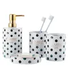 Ensemble de quatre pièces moderne Céramique Point Point Point Savon Plat de bouche Tasse de bouche Dispensateur Dispensateur Kit de salle de bain outils