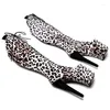 Dance Shoes Leecabe 20CM/8inches Leopard Upper With Suede Pole Dancing High Heel Platform Boots Closed Toe